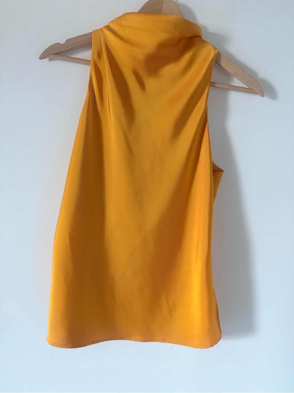 Rachel Zoe Satin Cowl Neck Sleeveless Top - Mustard Yellow